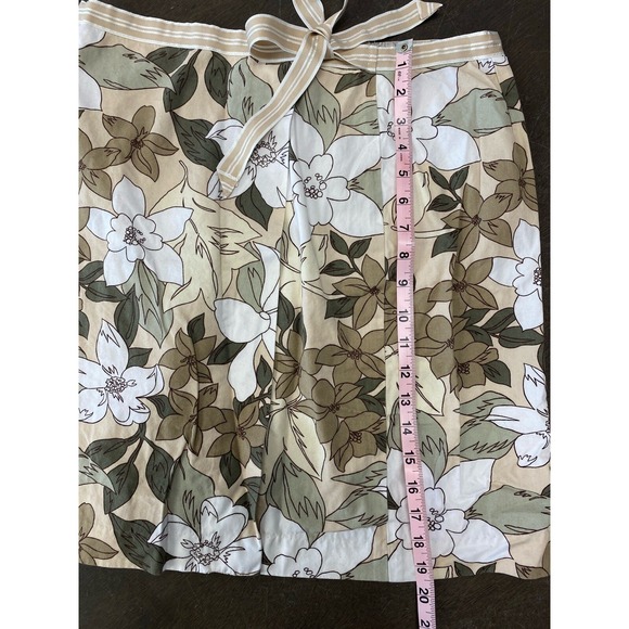 Women's Faux Wrap Skirt Tan Khaki Floral Print Women's Size Medium - Picture 7 of 13